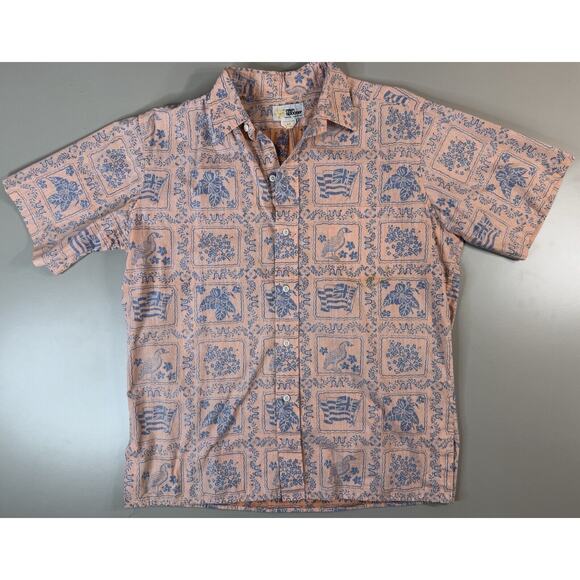 Reyn Spooner Other - VTG Reyn Spooner Mens Aloha Shirt M Orange Floral Y2K Hawaiian Beach Vacation